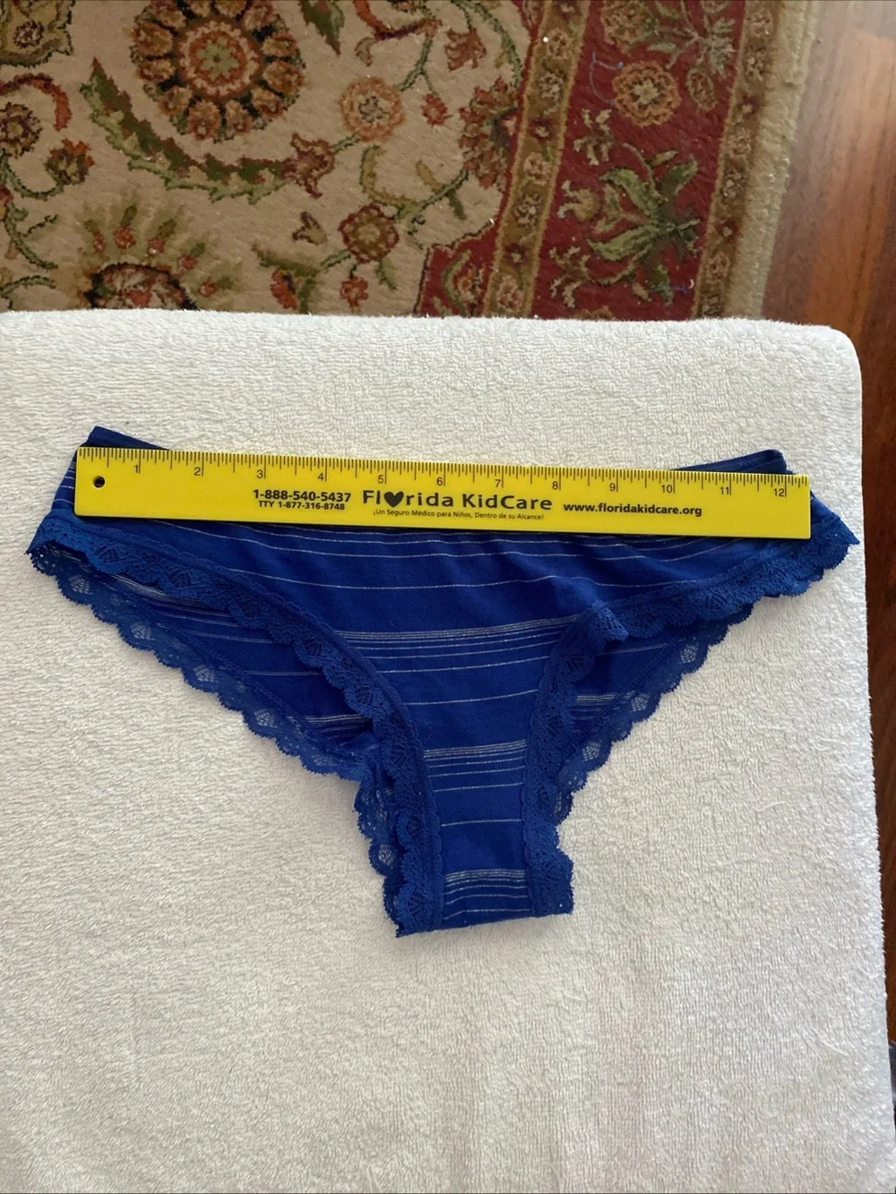 Victoria’s Secret NWT/NOS ‘15 Cheeky Bikini Panty Keyhole Blue/Silver Metallic